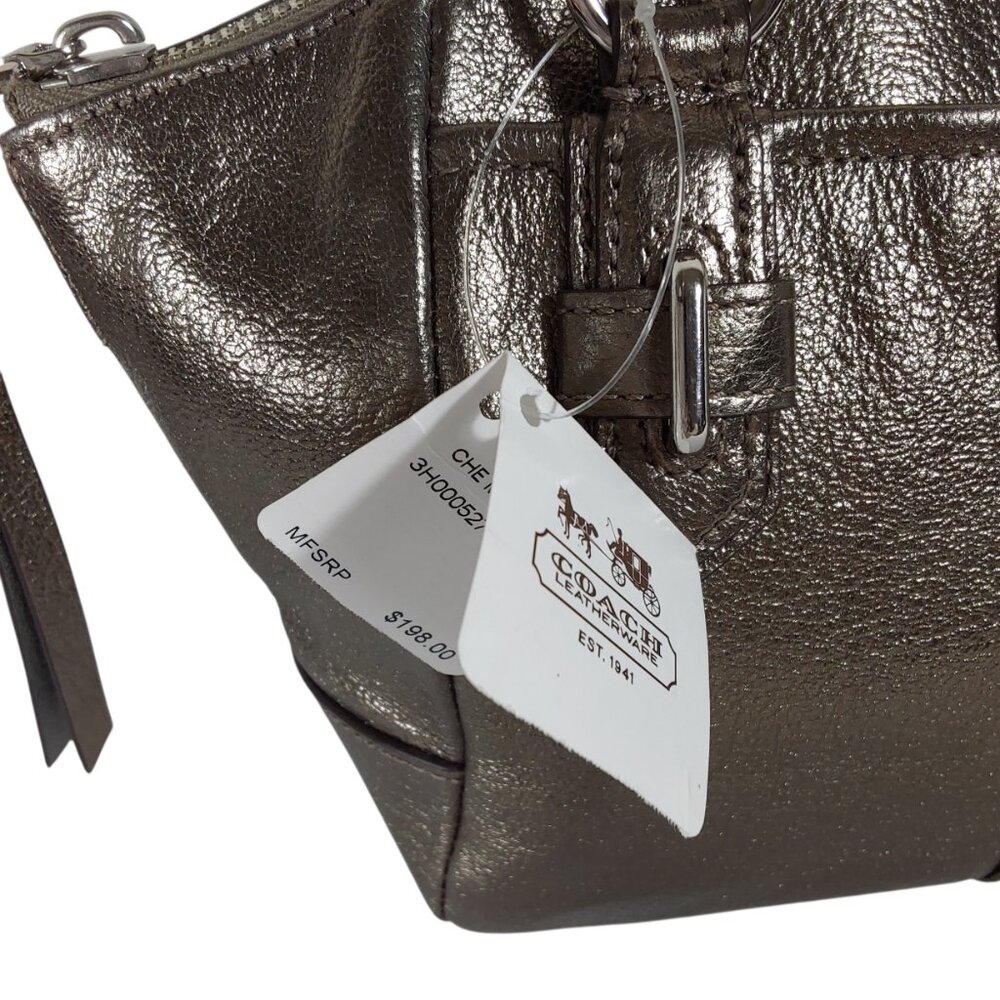 NWT Coach Metallic Gunmetal Mini Chelsea Leather Satchel Bag Edgy/Glam/Statement - Picture 4 of 9
